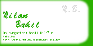 milan bahil business card